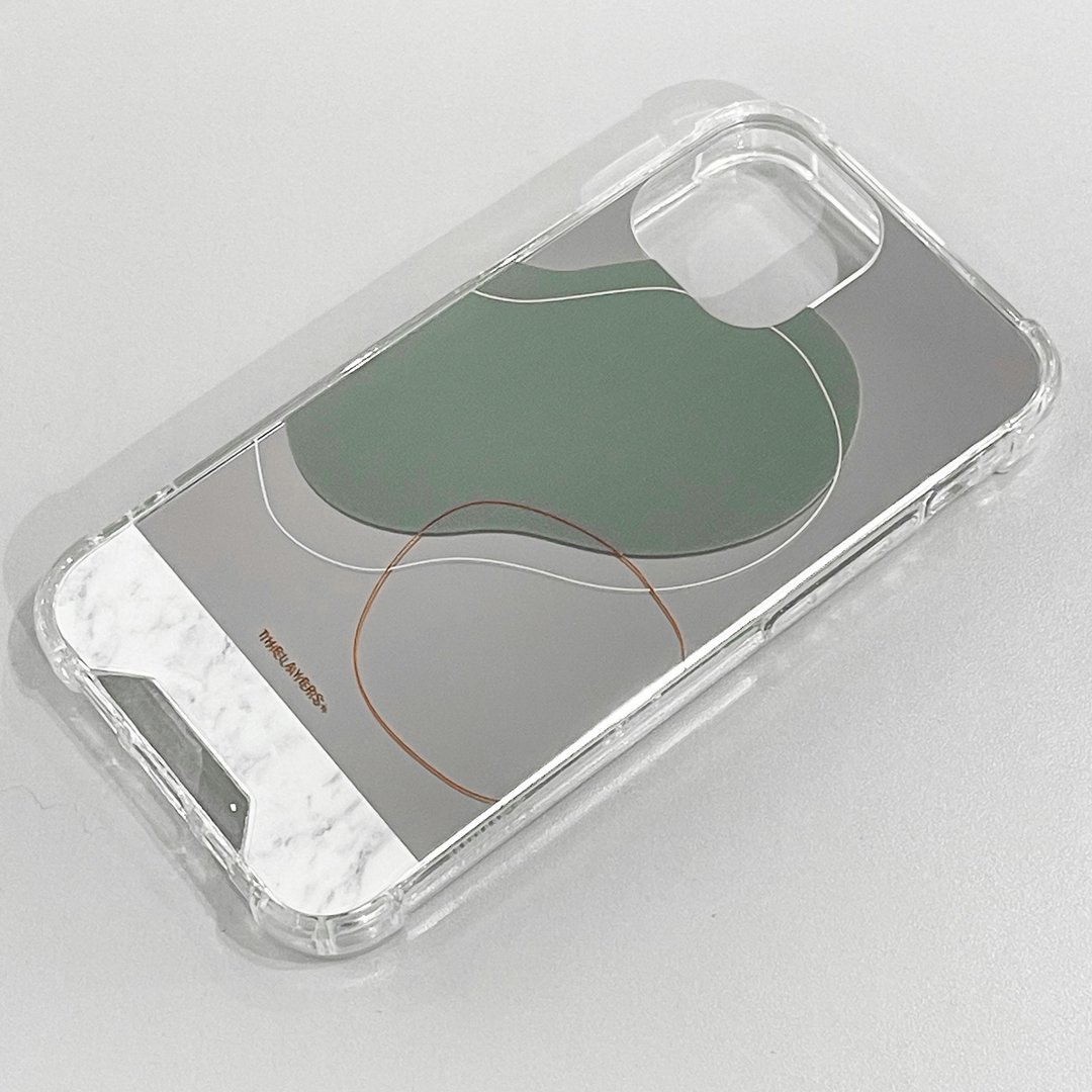 iPhone 18 全包银色镜面 | 云石几何北欧粉绿色图案 | 透明防摔手机壳 - 手机壳/手机套 - 塑料 银色