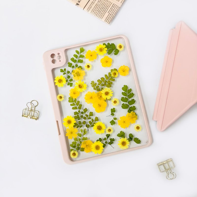黄色雏菊绿叶手作押花iPad壳 iPad Air 11寸13寸iPad Pro11寸13寸 - 平板/电脑保护壳 - 植物．花 
