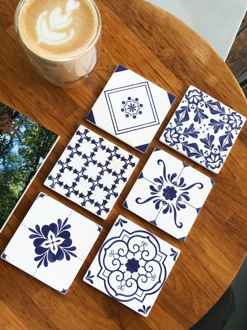 复古花砖 | 吸水杯垫 A set. (6入各1) - 其他 - 陶 