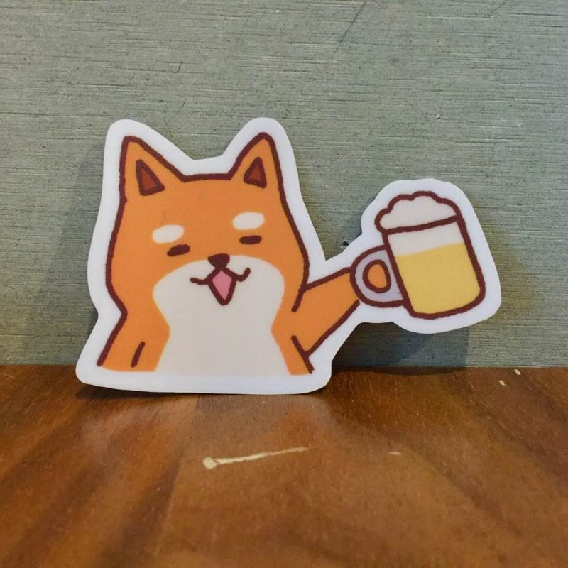 柴犬日常干杯小防水贴纸 SS0067 - 贴纸 - 纸 金色