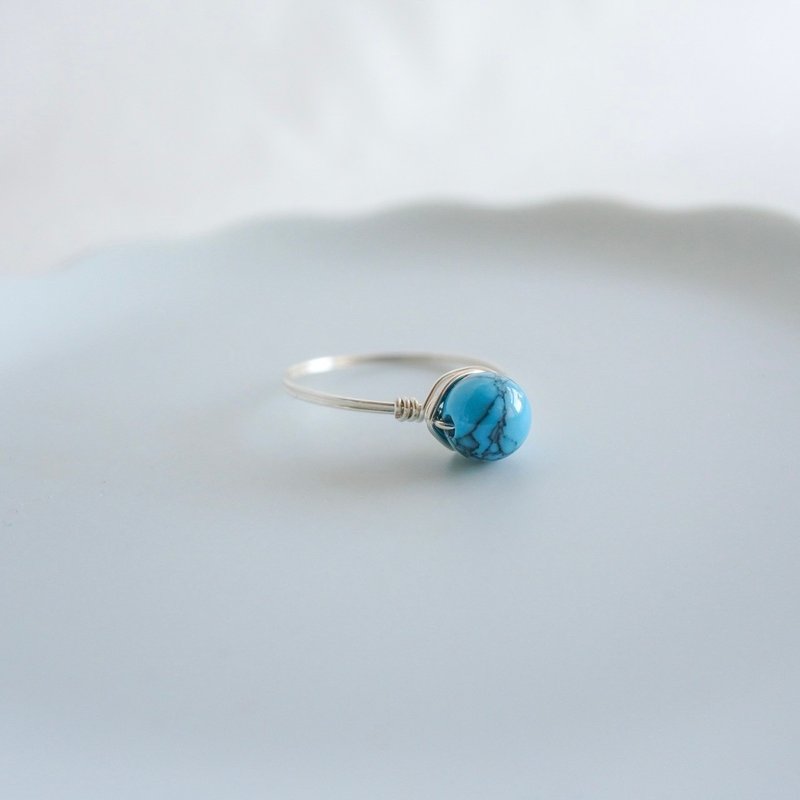 Green Onyx – Small Grain – Gold Ring – Natural Stone Ring - 戒指 - 其他金属 蓝色