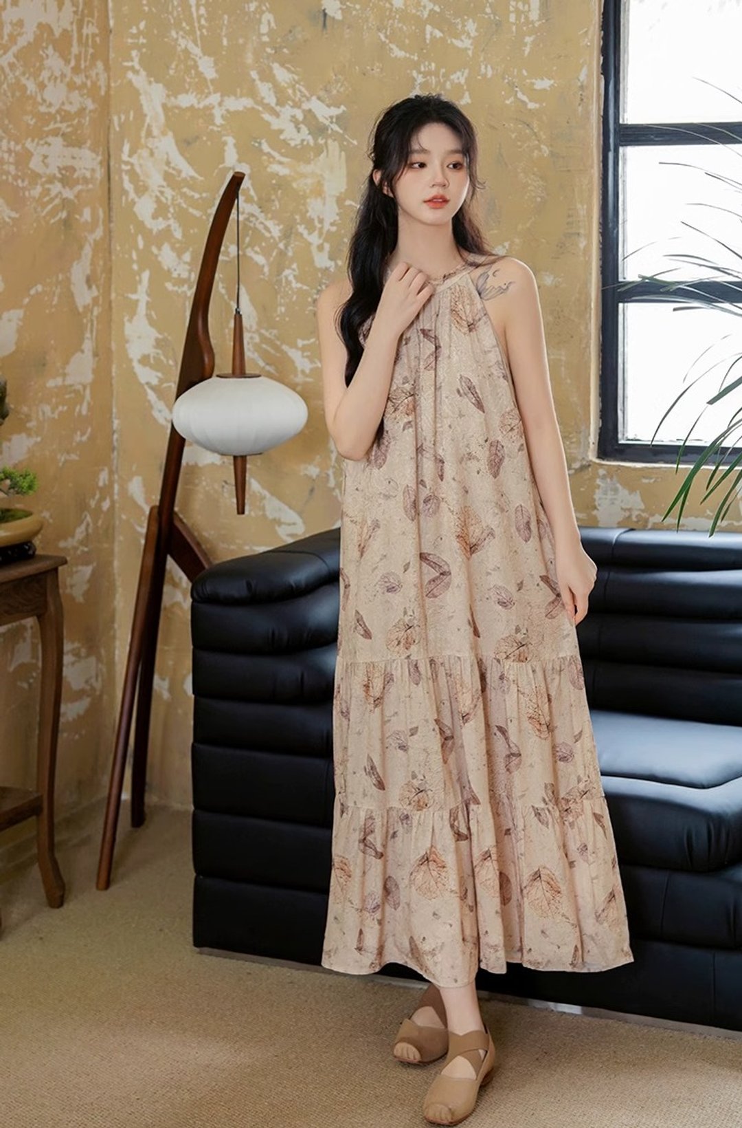 寂静无声 法式碎花挂脖连身裙 - 洋装/连衣裙 - 其他材质 多色