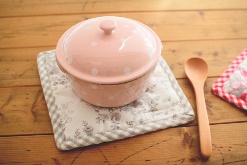 母亲节限定 /礼物 葡萄牙糖果粉手工烤盅/烤锅/煲盅/隔热垫 - 碗 - 陶 