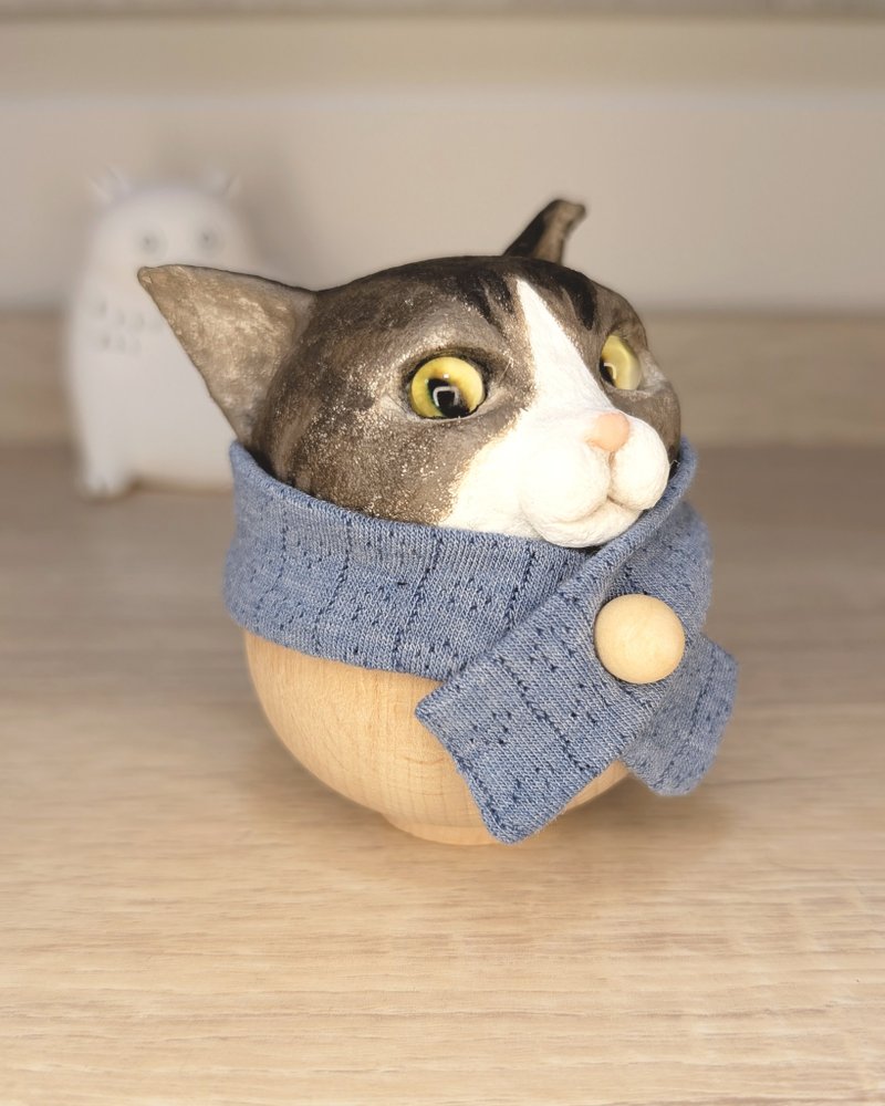 日本加布里渔港老三虎斑猫－NekofaceProject_Trip_005－猫咪头像 - 玩偶/公仔 - 棉．麻 咖啡色