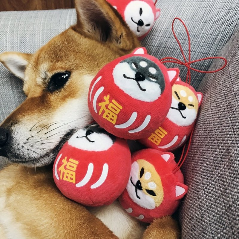 仓屋 达摩/福神 柴犬 挂件 - 钥匙链/钥匙包 - 聚酯纤维 红色