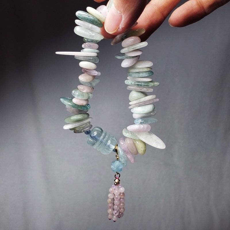 彩虹绿柱石 海蓝宝 摩根 金刚杵 随型 智慧 富贵 手链 单品 礼物 - 手链/手环 - 宝石 多色