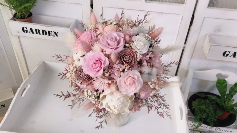 小巷莫儿。仙气 日本永生花 小粉红 结婚捧花 婚纱花束 - 干燥花/捧花 - 植物．花 粉红色