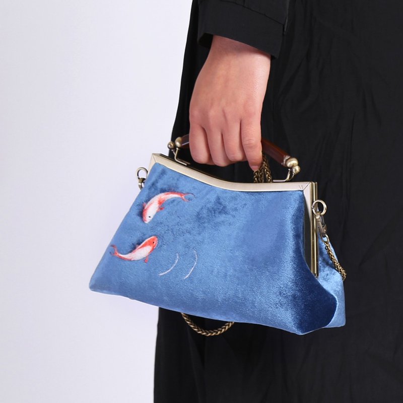 轲人原创手工小鱼口金包链条斜跨单肩女包手拿包文艺中国风手提包 - 手拿包 - 其他材质 
