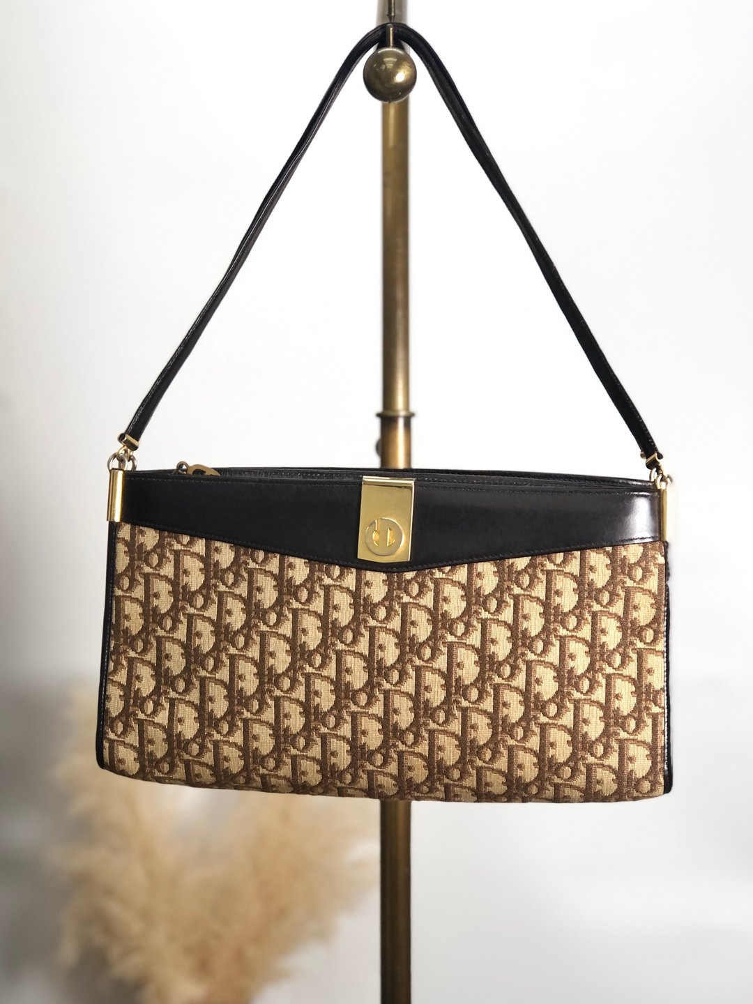 【日本直送，名牌包装】Christian Dior Trotter 单肩包棕CD Logo 提花半肩包 8yb266 - 侧背包/斜挎包 - 棉．麻 咖啡色