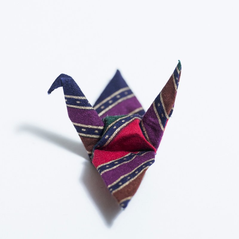 \鹤立独行/ 折纸别针_紫红金 - 胸针 - 其他材质 紫色