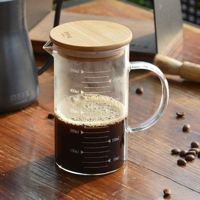 +O家窝闷蒸十五附刻度耐热玻璃咖啡公杯量壶(附天然竹盖) - 咖啡壶/周边 - 玻璃 透明