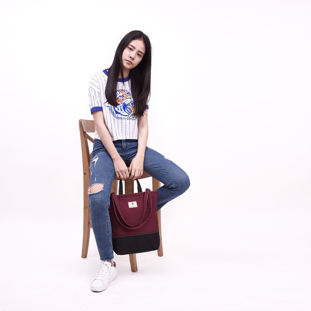 2way-tote - deep red - 手提包/手提袋 - 棉 红色