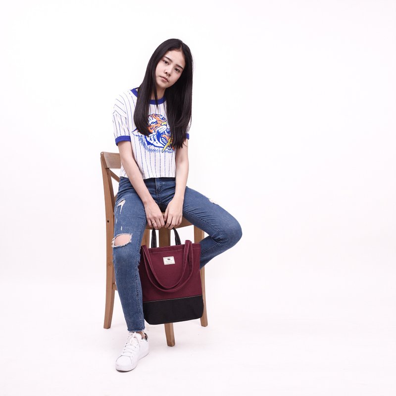 2way-tote - deep red - 手提包/手提袋 - 棉．麻 红色