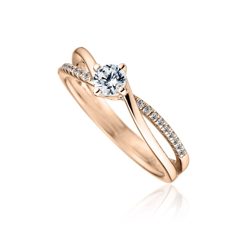 ::免费刻字::闪耀流星 求婚钻戒-18K金/30分 - 戒指 - 贵金属 金色