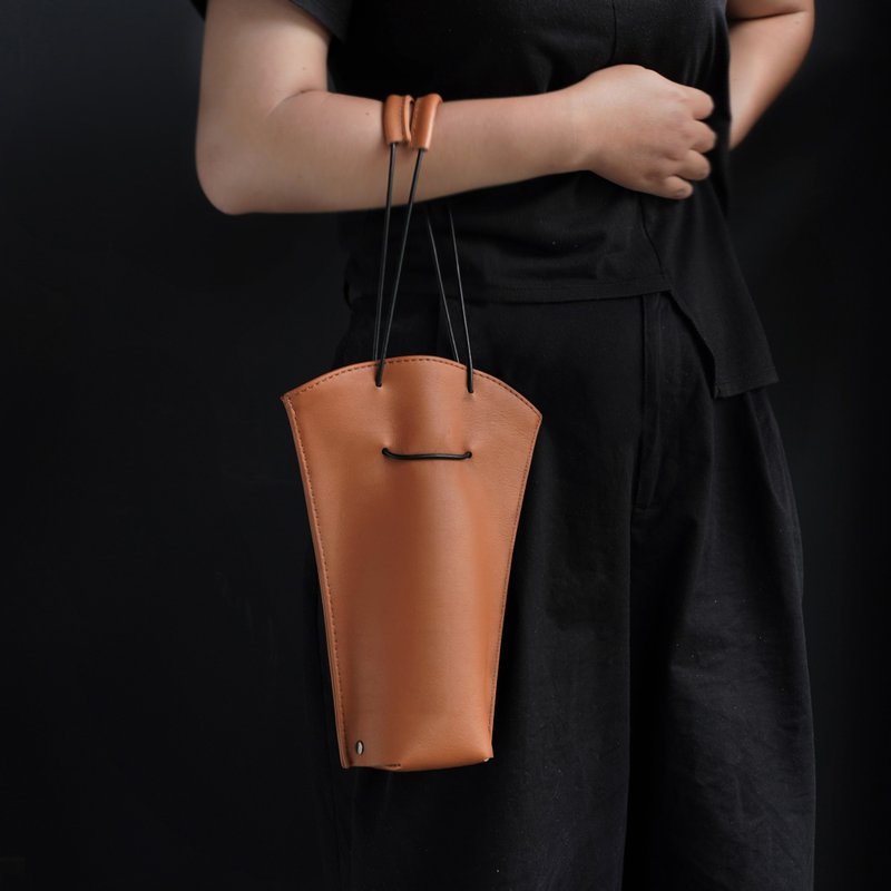 Cavetto wine tote | 皮革红酒袋 | 短版 - 其他 - 真皮 橘色