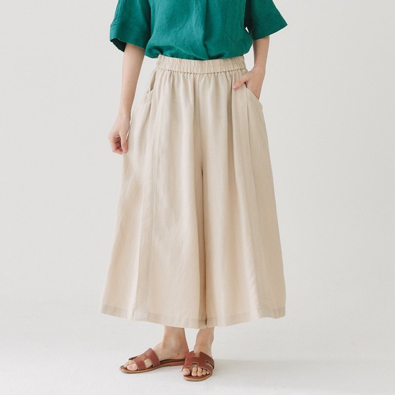 【Simply Yours】清爽莱赛尔宽裤 米杏F - 女装长裤 - 其他材质 白色