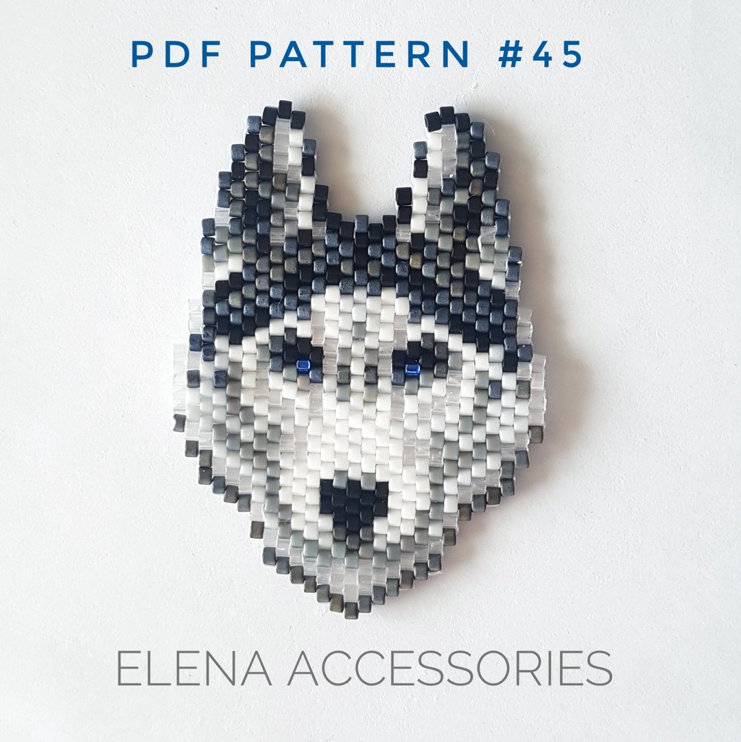 Beaded Husky Brick Stitch PDF pattern for miyuki delica 11/0 seed beads - 其他数码商品 - 其他材质 