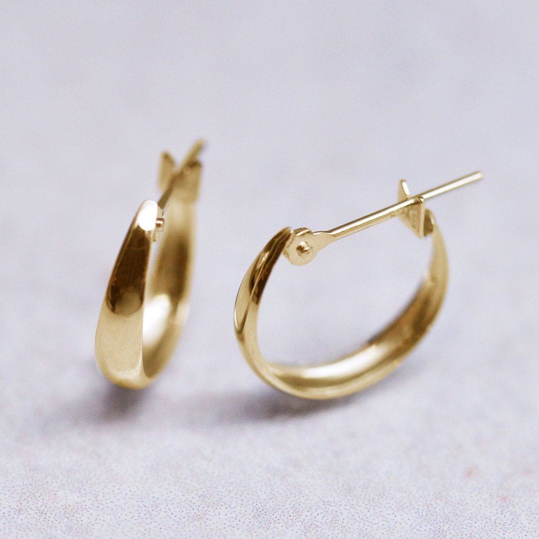 18K/10K 黄金粗圈形耳环 - 耳环/耳夹 - 贵金属 