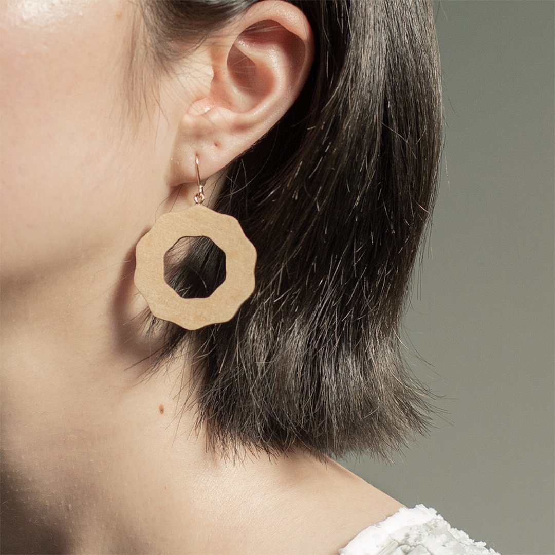 pierce donut / donut pierced earrings - 耳环/耳夹 - 木头 