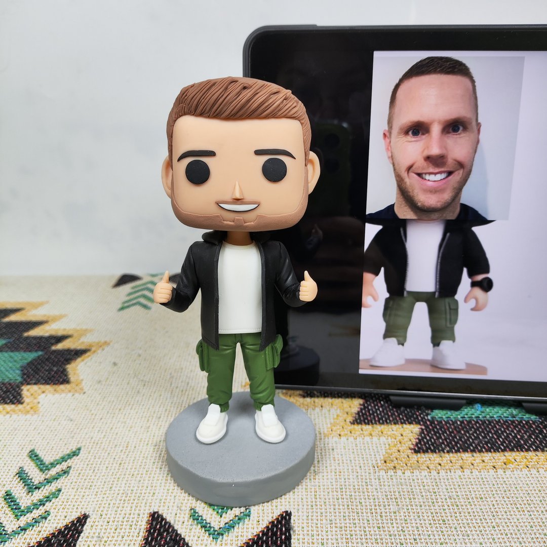 纯手工定制美国Funko Pop 自画肖像公仔娃娃男朋友老公生日礼物 - 玩偶/公仔 - 粘土 多色