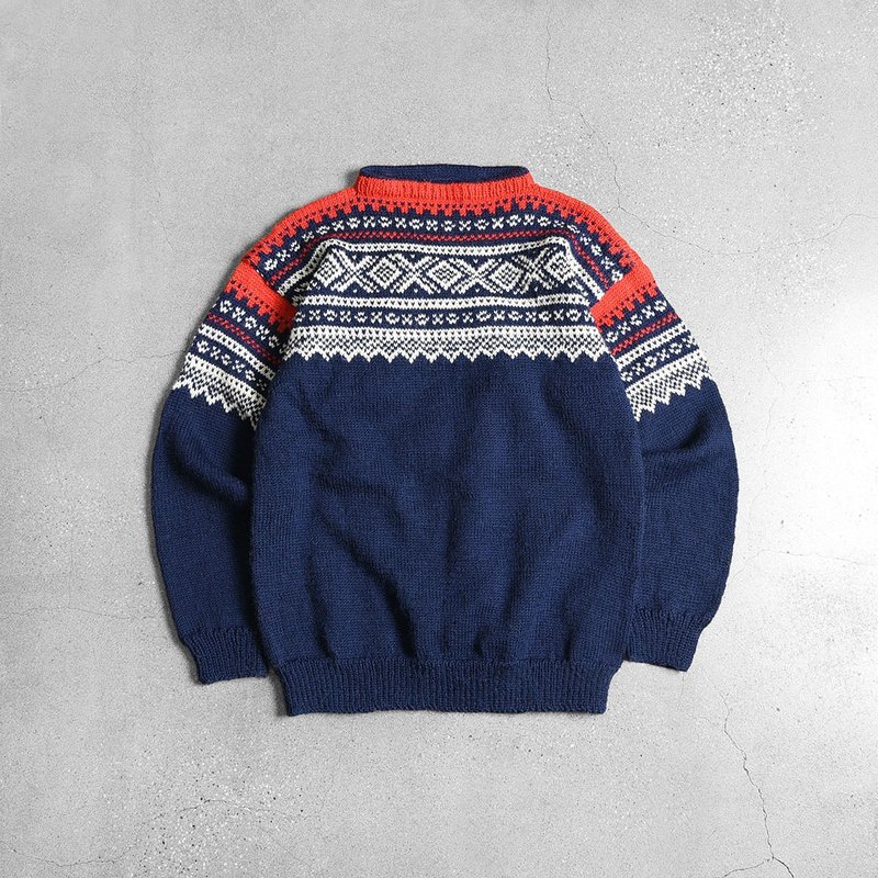 挪威编织毛衣 / Vintage 古着 - 女装针织衫/毛衣 - 羊毛 蓝色