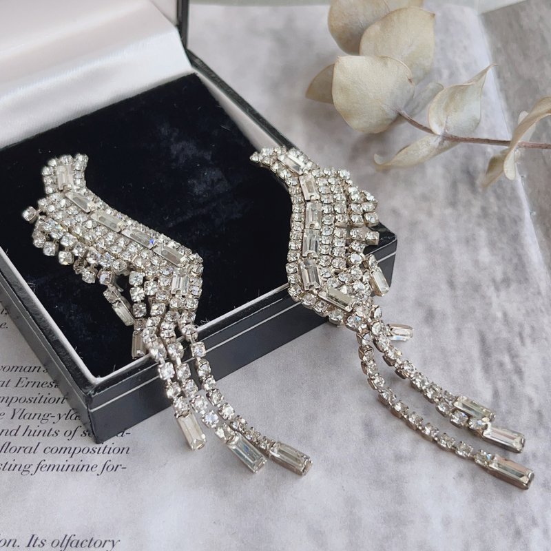 【浮夸华丽流苏耳夹】 Vintage美国古董珠宝老件首饰 - 耳环/耳夹 - 其他金属 