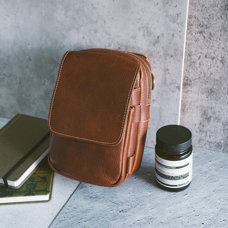 型男雅痞职人真皮腰包 6093-1 油皮 - 其他 - 真皮 咖啡色