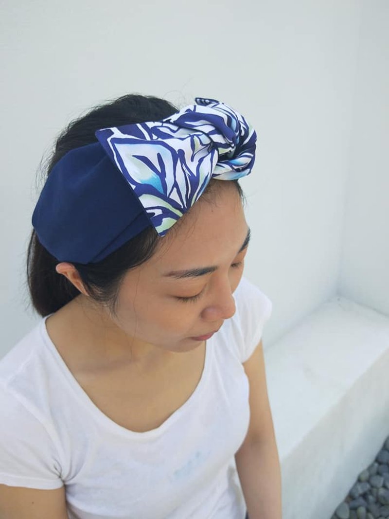 超大蝴蝶结发带-夏日蓝 - 发饰 - 其他人造纤维 