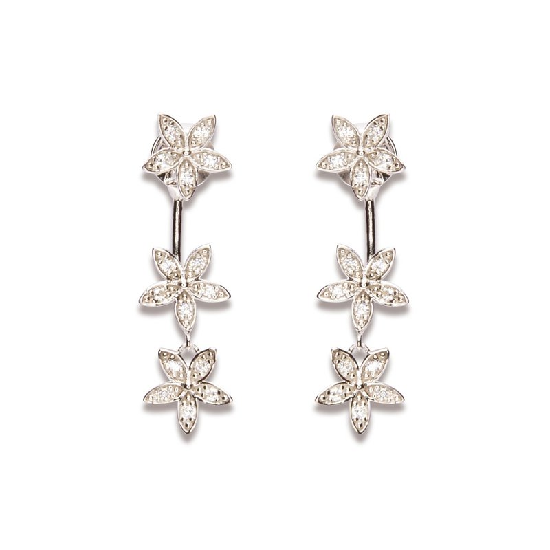 The pinkprint 粉指印 串串花朵耳环 - 耳环/耳夹 - 纯银 银色