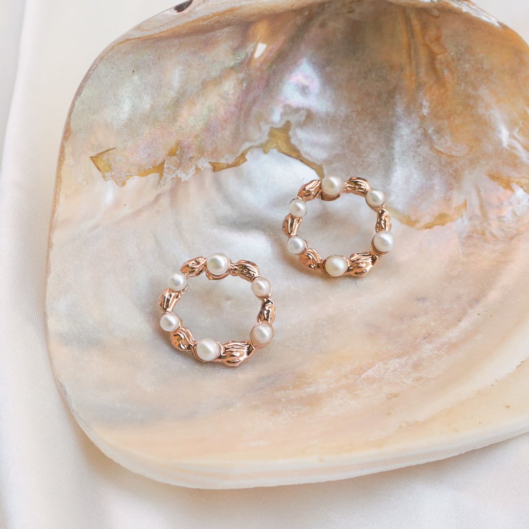 Circle sand wave earring - 耳环/耳夹 - 铜/黄铜 