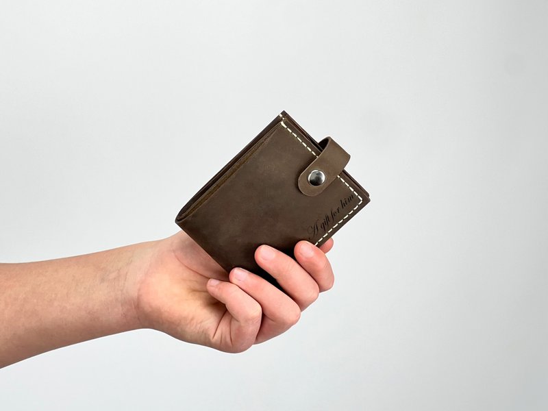 定制疯马皮男士二折钱包 带零钱袋 手工真皮短夹 - 皮夹/钱包 - 真皮 多色