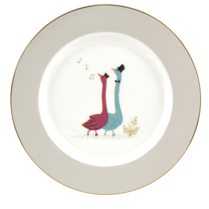 Sara Miller皮卡迪利系列-20CM盘(高歌鹅) - 盘子/餐盘/盘架 - 瓷 白色