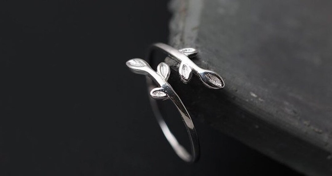 Real S925 Sterling Silver Handmade Engrave Branch Open Rings for Women Ethnic - 戒指 - 银 银色