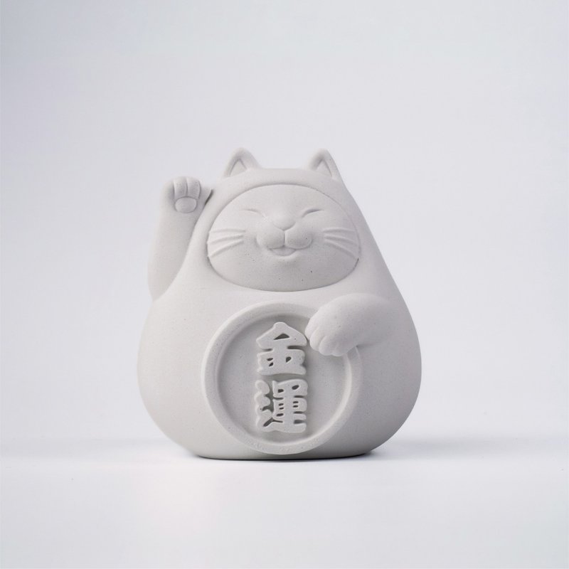 【平安福气好运到】胖胖招财猫 (中) 纯净白 - 香薰/精油/线香 - 水泥 白色