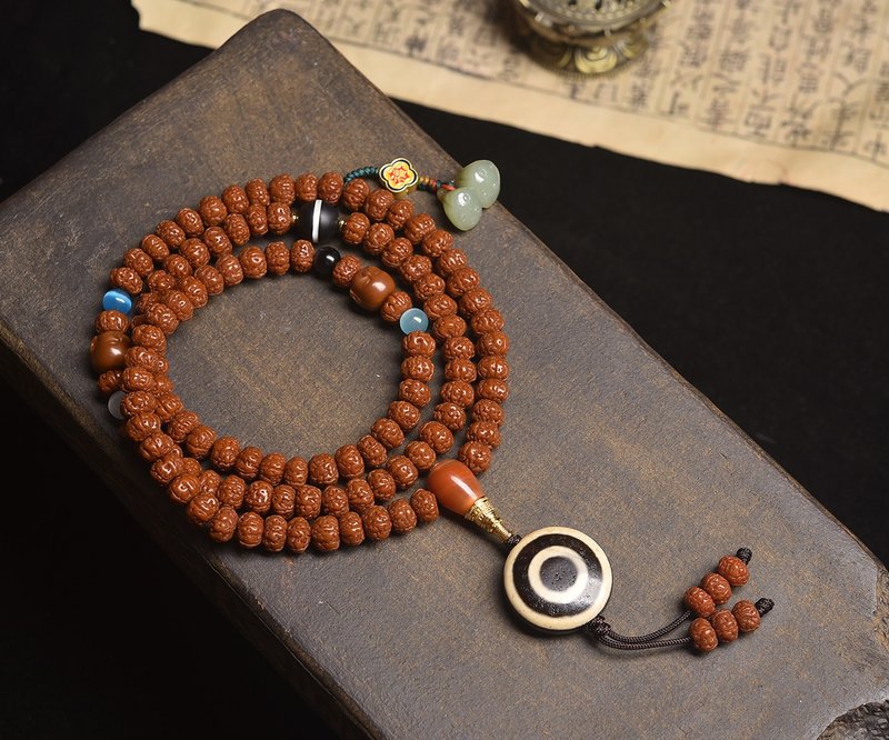 原创108颗小金刚菩提多圈文玩手串 五瓣南瓜桩精品货头 矮桩无修 - 手链/手环 - 半宝石 