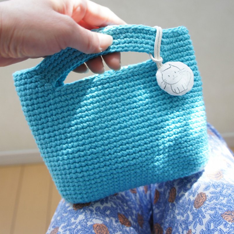 Ba-ba handmade Crochet bag  No.CSB12 - 手提包/手提袋 - 其他材质 蓝色