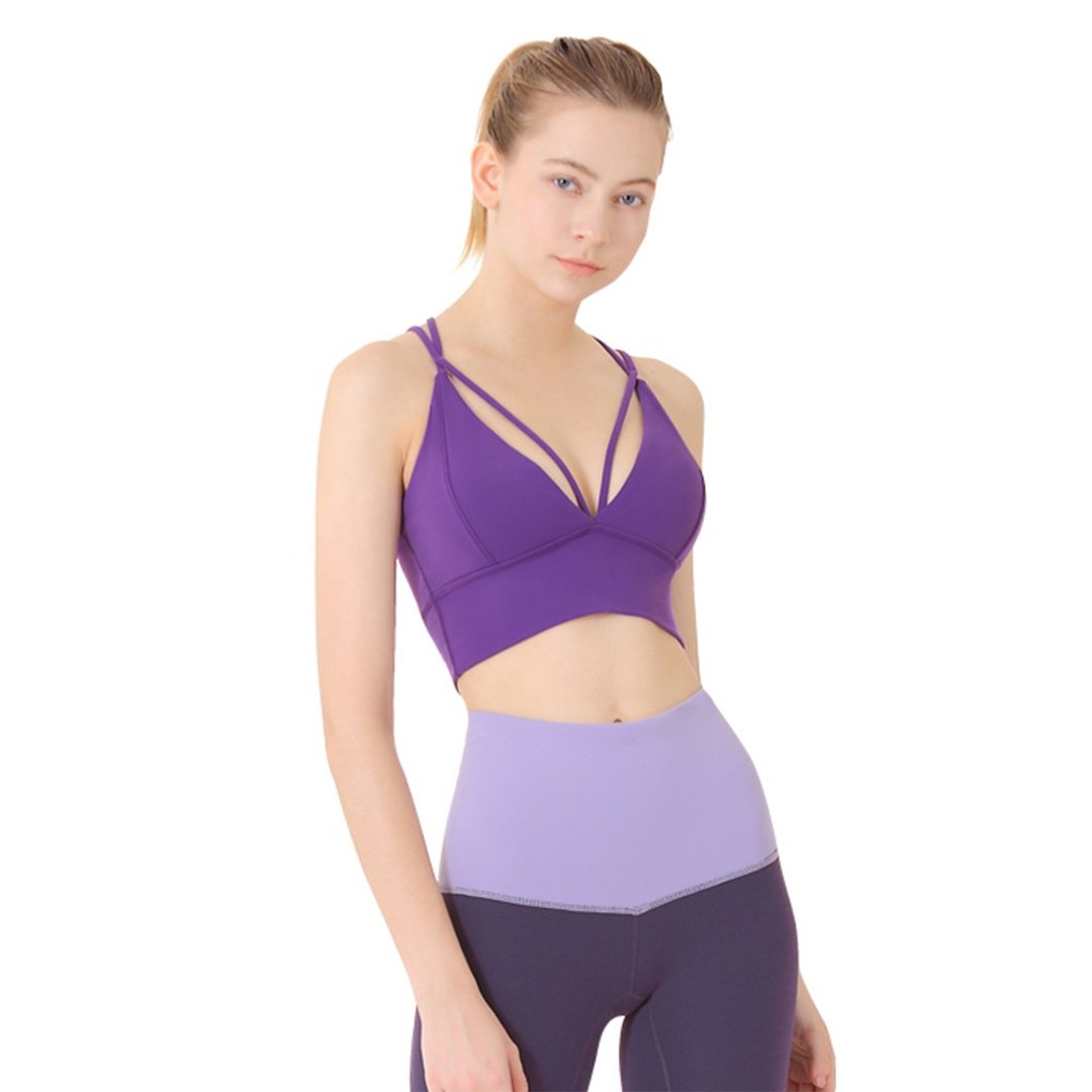【NAMASTE】Lola 低胸性感五分运动内衣 - 紫色 - 女装运动内衣 - 尼龙 紫色