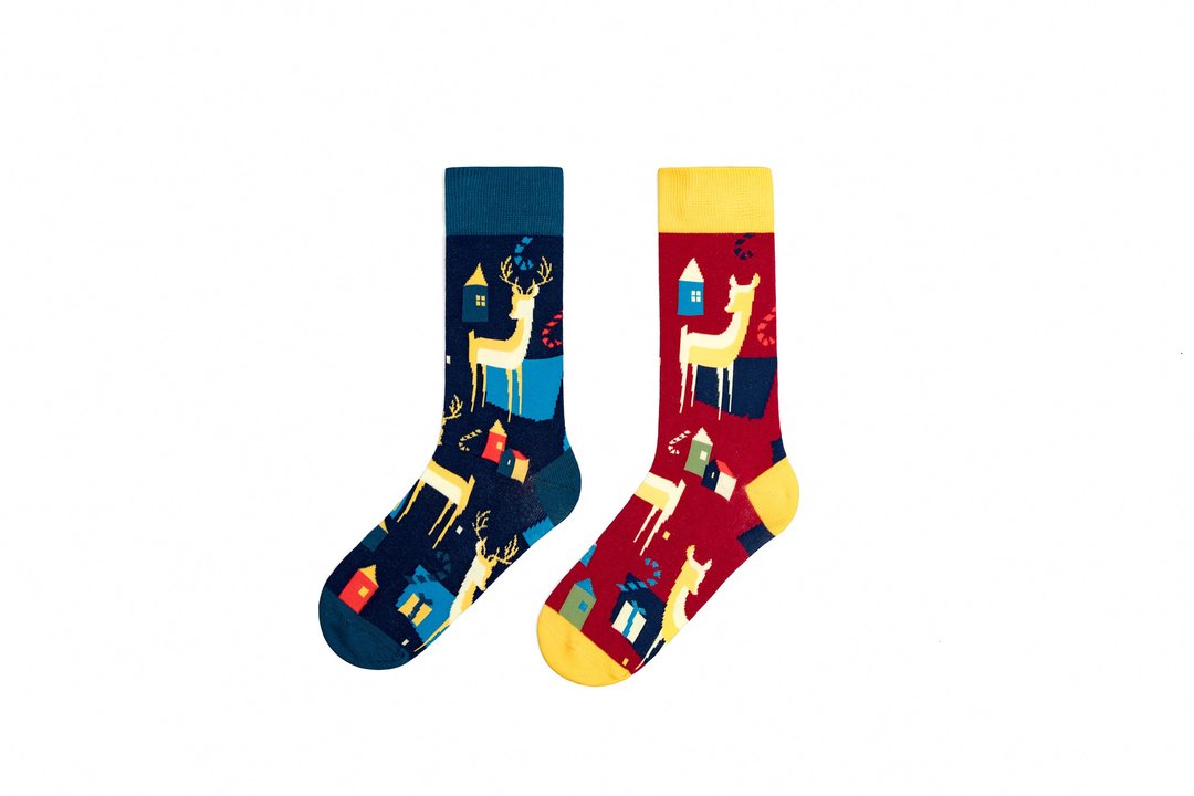 【圣诞礼盒】【女人节限定】圣诞礼物-DashinSocks驯鹿系列情侣款 - 袜子 - 棉 红色