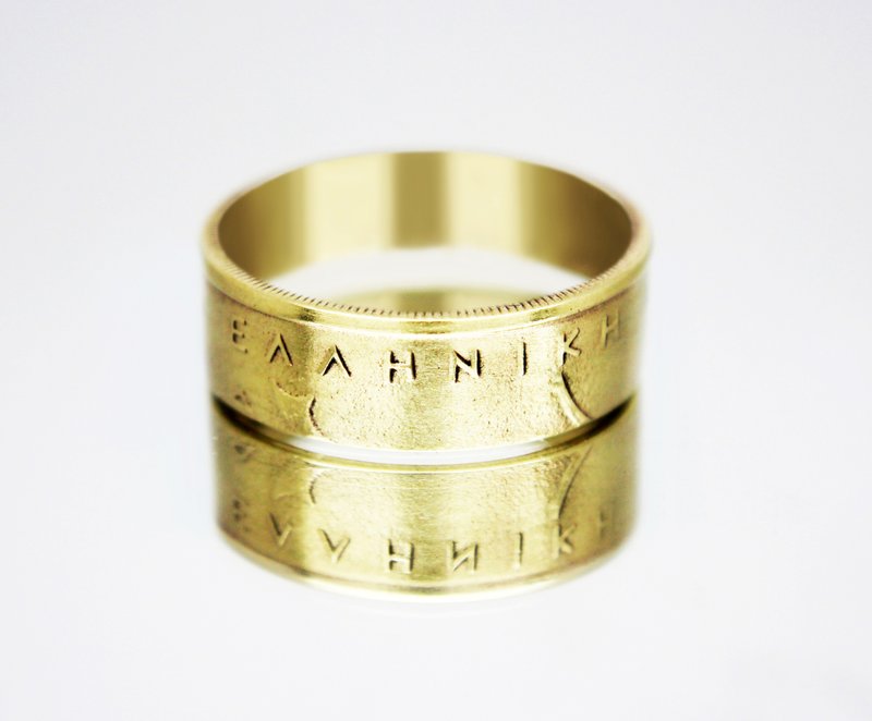Greece Coin Ring 2 drachma 1976 coin rings for men coin rings for women - 戒指 - 其他金属 
