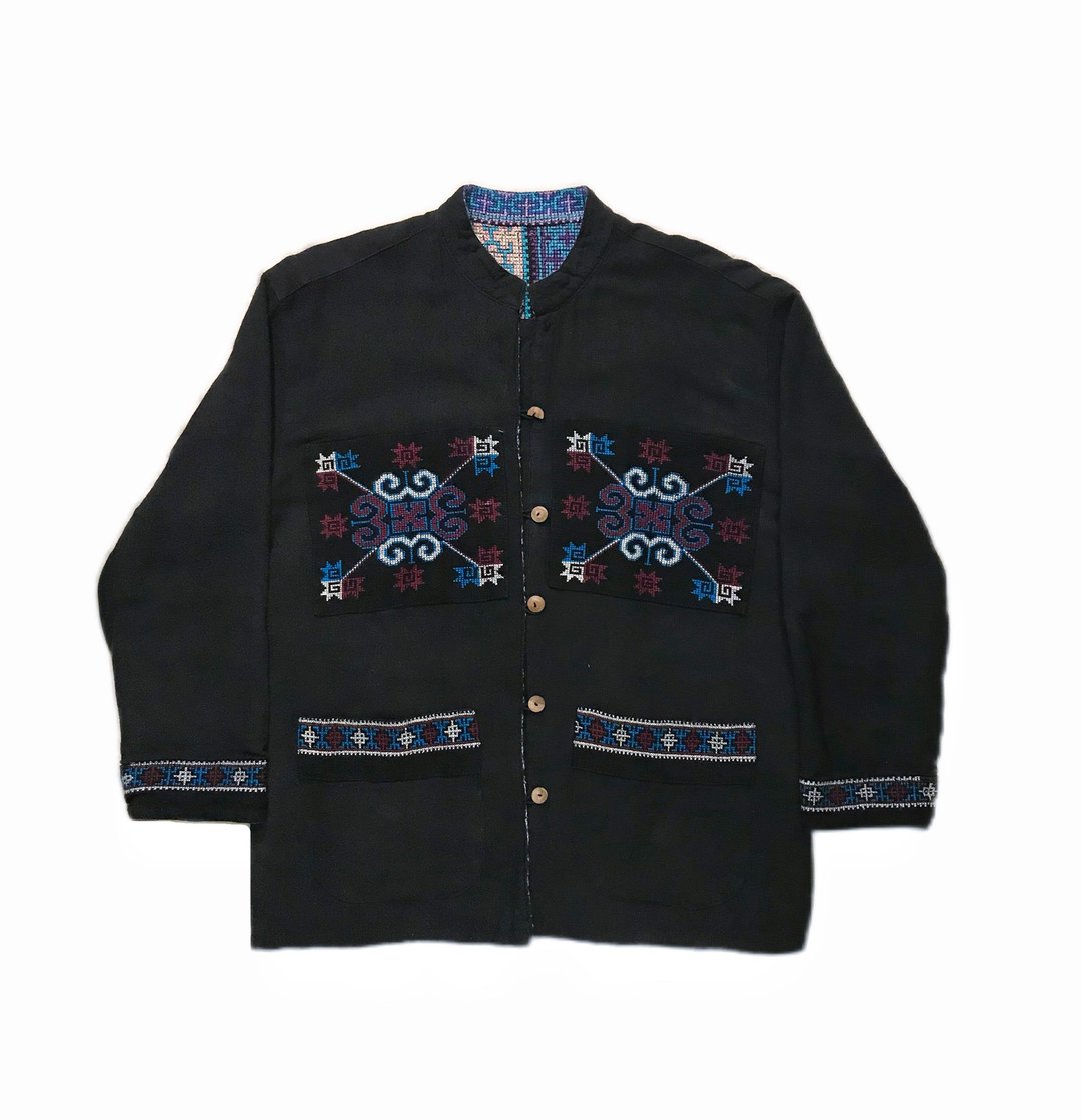 • 爱头牌 •Vintage Miao Hmong Cross Stitch Jacket 苗族手工 - 男装外套 - 棉 蓝色