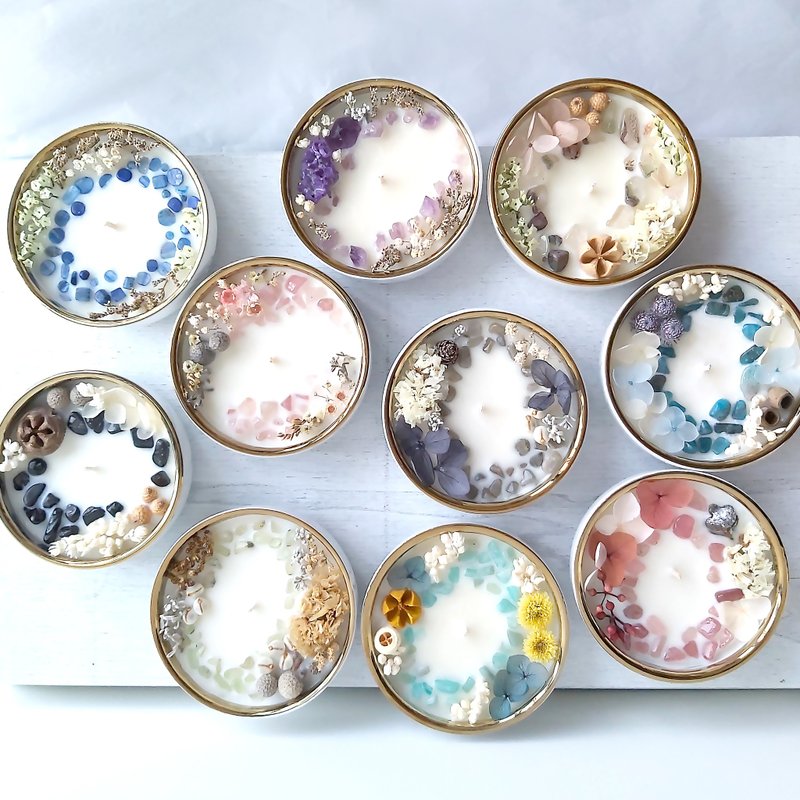 优惠组小碗3入大豆蜡蜡烛 干燥花大理石碗 任选款式香味 生日礼物 - 蜡烛/烛台 - 蜡 多色