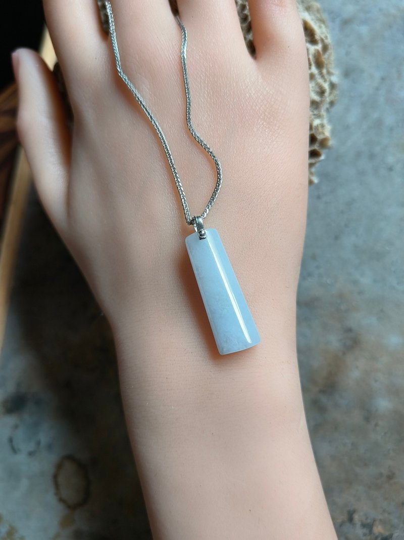 心安守玉-天然翡翠缅甸无事牌项链-本命年必备-静守好运来3 - 项链 - 玉石 蓝色