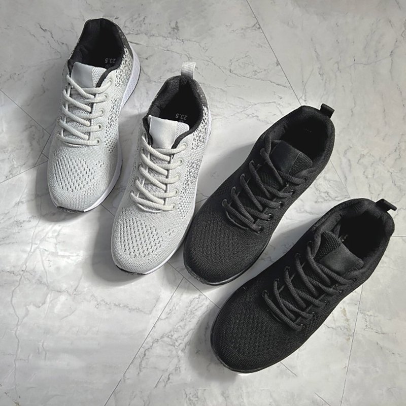 飞织网布轻盈休闲鞋-全黑/灰 1AL004 - 女款运动鞋/球鞋 - 其他材质 黑色