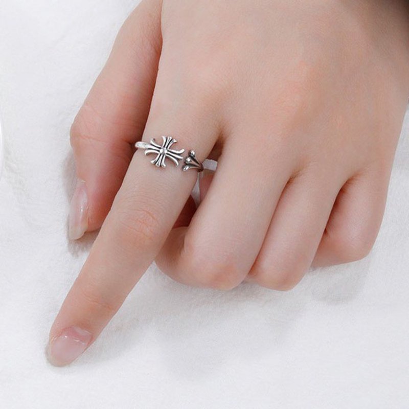 【SoLight盐青】SL291复古仿银十字架 - 戒指 - 铜/黄铜 银色