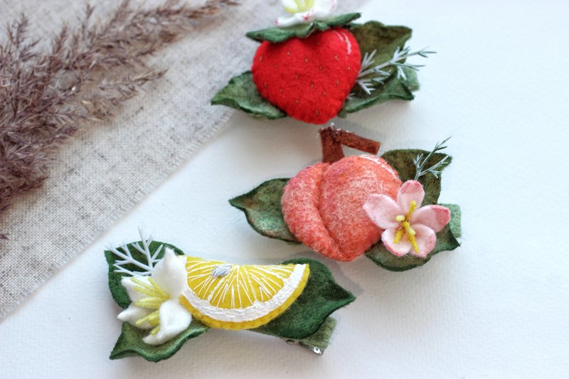 草莓发夹柠檬饰品蜜桃发夹一岁生日派对 - 婴儿饰品 - 其他材质 