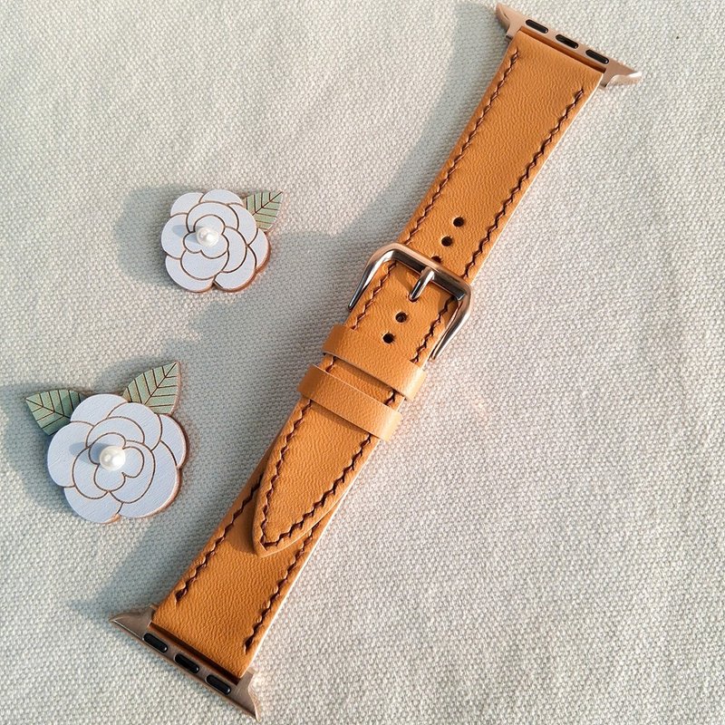 apple watch表带 / 黄驼色 / 真皮 / 手工制作 - 表带 - 真皮 