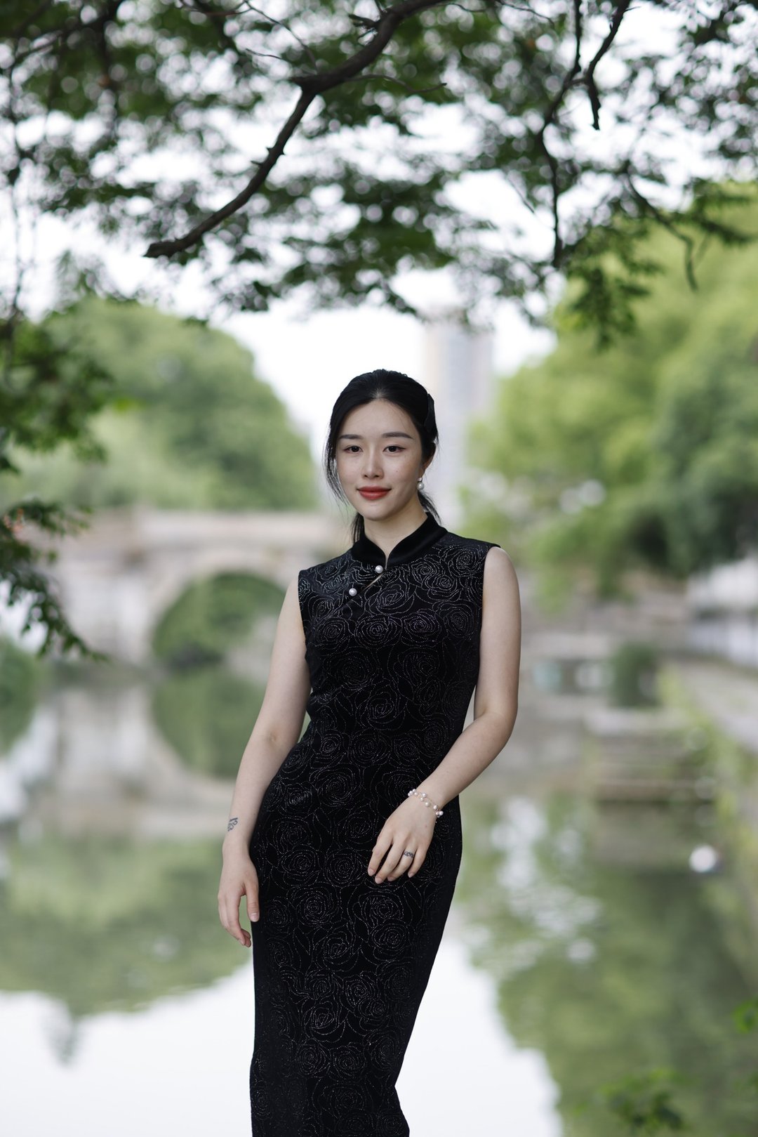 丝绒旗袍连衣裙 国风改良版日常复古气质旗袍 弹力修身高端旗袍 - 旗袍 - 其他材质 黑色