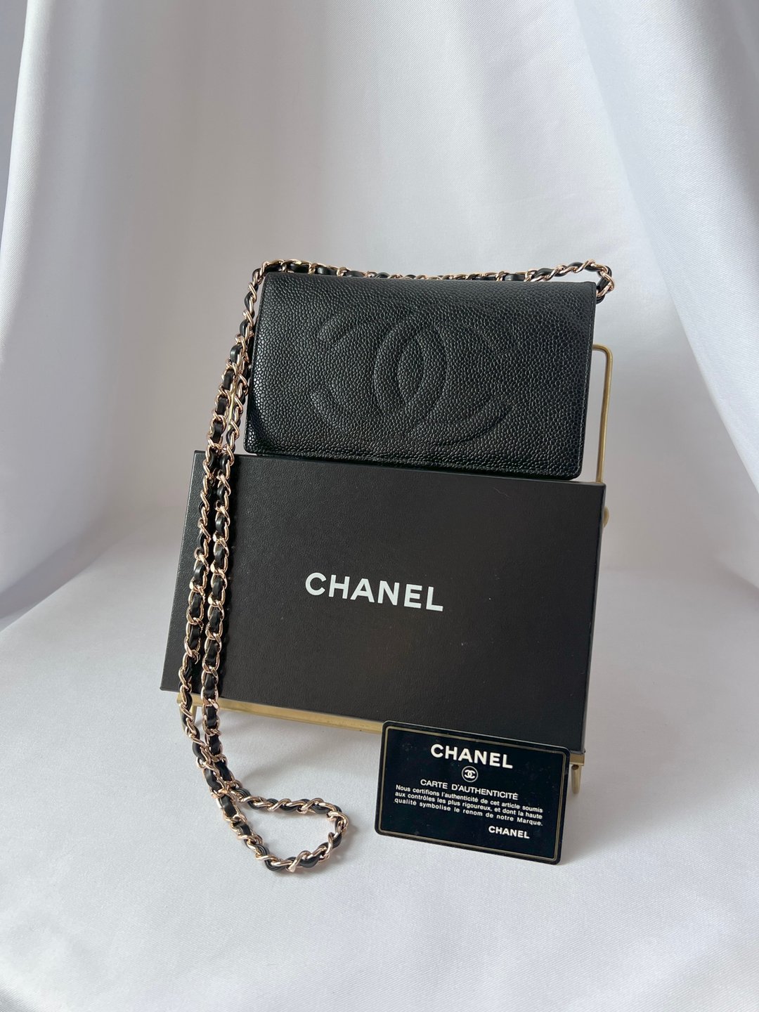CHANEL CC long wallet 长钱包 银包 配加肩带 日本中古vintage - 皮夹/钱包 - 真皮 黑色