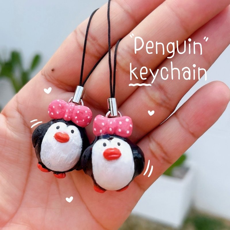 超可爱的企鹅黏土钥匙圈（手工作品） - 吊饰 - 粘土 