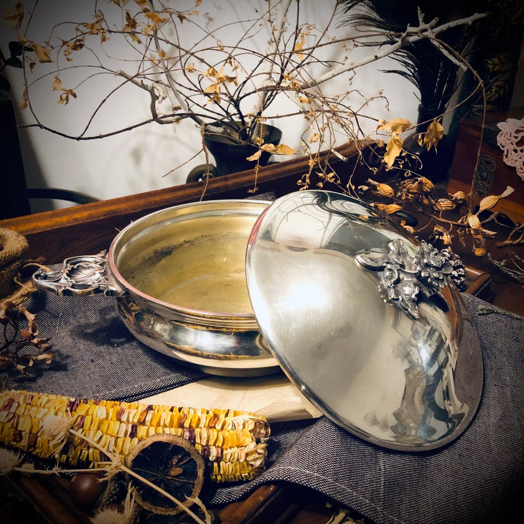 法国Art nouveau风格黄铜镀银带盖锅具/糖果坚果盛装器皿 - 锅具/烤盘 - 银 银色